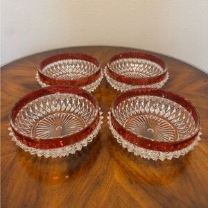 Indiana Glass Diamond Point 5” Salad Bowls set of 4 Excellent Condition